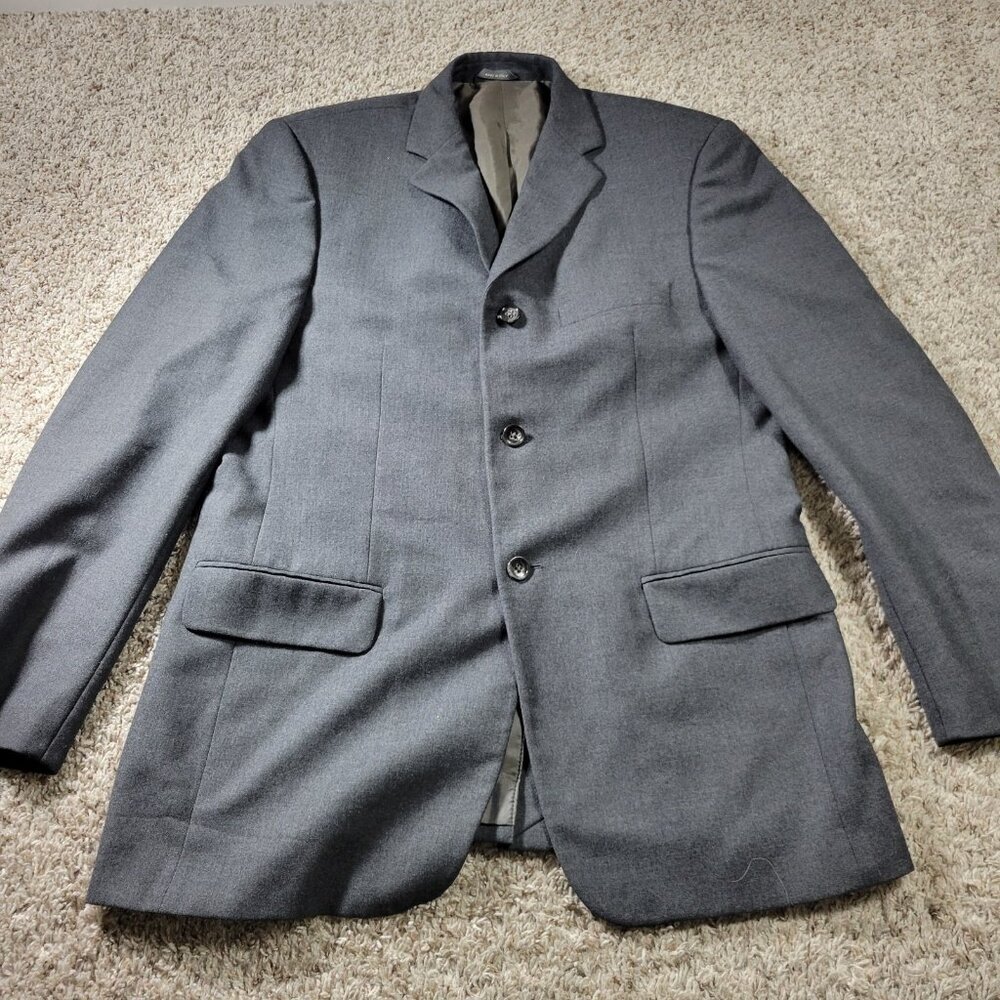 Banana Republic Blazer Mens 42R Gray Wool Lined Sport Coat Italy Flaw*